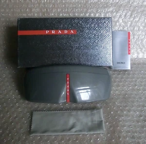 Prada Grey Hard Sunglasses Slim Case + Cloth - Boxed - New Old Stock / Clearance - Picture 1 of 13
