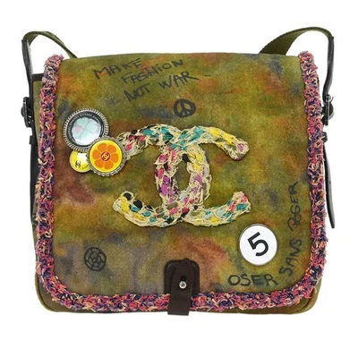 Chanel Khaki Canvas Graffiti On The Pavements Shoulder Bag AQ00231 - Image 1 of 4