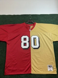Men 5XLSan Francisco 49ers Jerry Rice#80 M & N Red/Gold Split Jersey NFL New - Picture 1 of 10