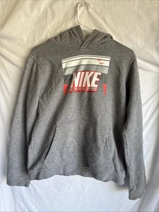 Nike Sportswear Club Graphic Hoodie Boys Sz XL Carbon Heather Gray Pullover - Picture 1 of 5