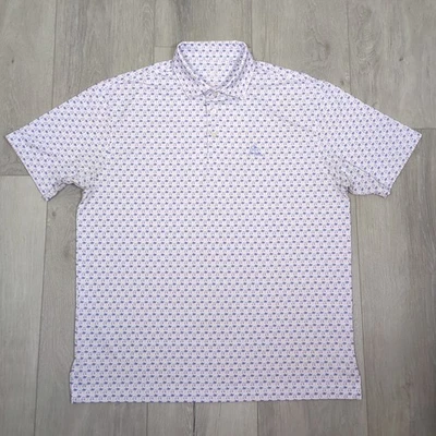 Camisa polo Rhoback Koopa para hombre grande blanca rosa rendimiento carros de golf palmeras Foto 1 de 4