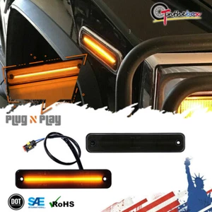 2PC Black Lens LED Amber Front Bumper Side Marker Lights For 2003-2009 Hummer H2 - Bild 1 von 11