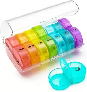 Weekly Pill Organizer 7 Days Medicine Box Storage Case 2 Times a Day Daily AM PM - Picture 1 of 9