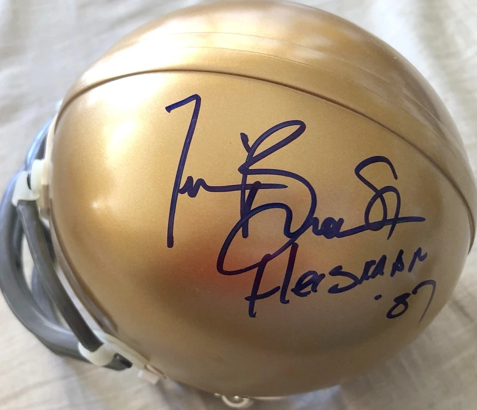 Tim Brown autographed signed Notre Dame mini helmet inscribed Heisman '87 (JSA) - Image 1 of 1