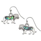 Lion Earrings Natural Paua Abalone Shell Silver Fashion Jewellery Gift Boxed