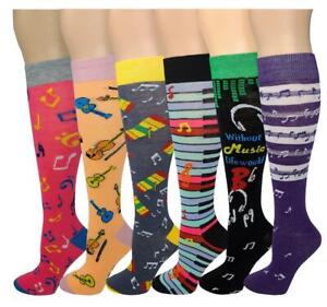 Sumona 6 Pairs  Assorted Musical Design Knee High Socks