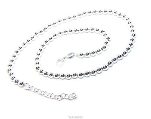 ARGENTO 925 COLLANA GIROCOLLO DONNA PALLINE SFERE 5 mm ULTRA LEGGERE 40 + 4 cm - Foto 1 di 3