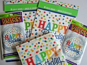 Regenbogen Tupfen - Happy Birthday Pack - Beutetaschen + Serviette + Ballons - Bild 1 von 4