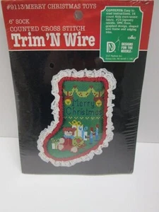 Vintage 1987 Christmas Stocking Counted Cross Stitch Trim Merry Xmas Toys 9113 - Picture 1 of 4