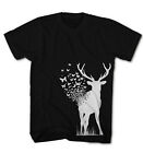 Herren T-Shirt Hirsch Deer Art Schmetterling Natur Tier Urban Neu S-5XL BD21817