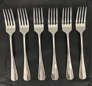 Oneida BAGUETTE Stainless Flatware 7 3/8 Inch DESSERT FORK Set of 6 Center Ridge - Picture 1 of 4