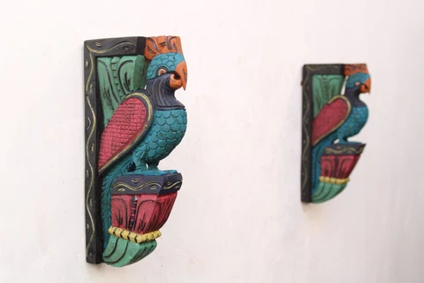 Bird Pair Statue Wall Bracket Corbel Small Shelf  Peacock Sculpture Vintage Deco Cover