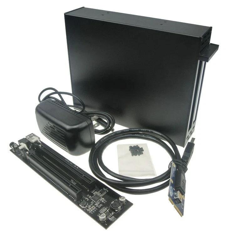 Mini PCIe to Dual PCIE 2 Ports 16x pci-e Bus Slot Adapter with case enclosure - Image 1 of 1