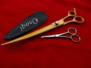 Tijeras curvadas hacia arriba para aseo de mascotas de 10" para perro, gato acero japonés + punta de seguridad pequeña - Imagen 1 de 5