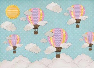 Fotografía Fondo Azul Cielo Nubes Aire Caliente Globos 5x7 Foto 1 de 2