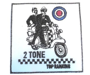 NEW 2 Tone Top Ranking SKA Scooterist Iron/ Sew On Embroidered Cloth MODS Patch - Picture 1 of 1