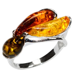 3.8g Authentic Baltic Amber 925 Sterling Silver Ring Jewelry N-A7428 s.9 - Picture 1 of 1