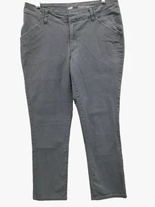 Lee Women Size 10P Essential Chino Pants Gray Straight Leg Stretch Pockets - Picture 1 of 5