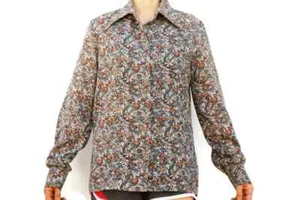 Vintage 70s Women's Floral Print Blouse Button Down Shirt Boho Hippie Retro - Picture 1 of 3