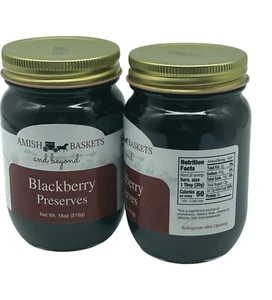 Amish Blackberry Preserves Non GMO Vegan All Natural - 18 oz - 2 Jars - Picture 1 of 6