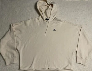 NWT Adidas French Terry Cropped Ivory Hoodie Size Extra Small XS - Picture 1 of 5