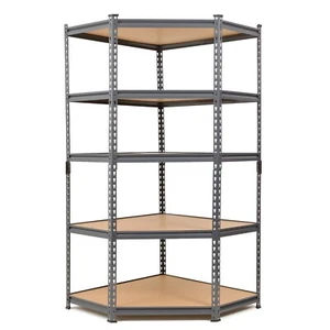 Super Value Grey Steel Corner Shelving Unit 1500mm H x 750/625mm W x 300mm D - Picture 1 of 2