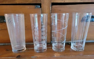 Set of 4 Mikasa Cheers Flat Highball Etched Glass Tumblers 7.25" Tall - Picture 1 of 3
