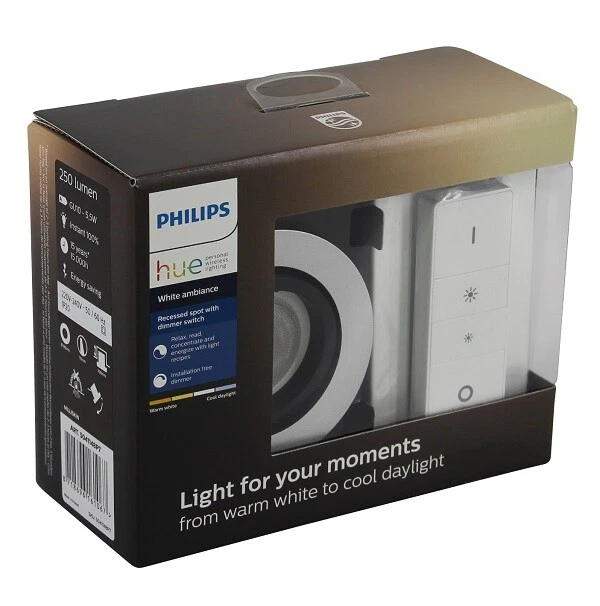 Philips Hue White Ambiance Milliskin Einbauspot rund mit Dimmschalter silber - Bild 1 von 1