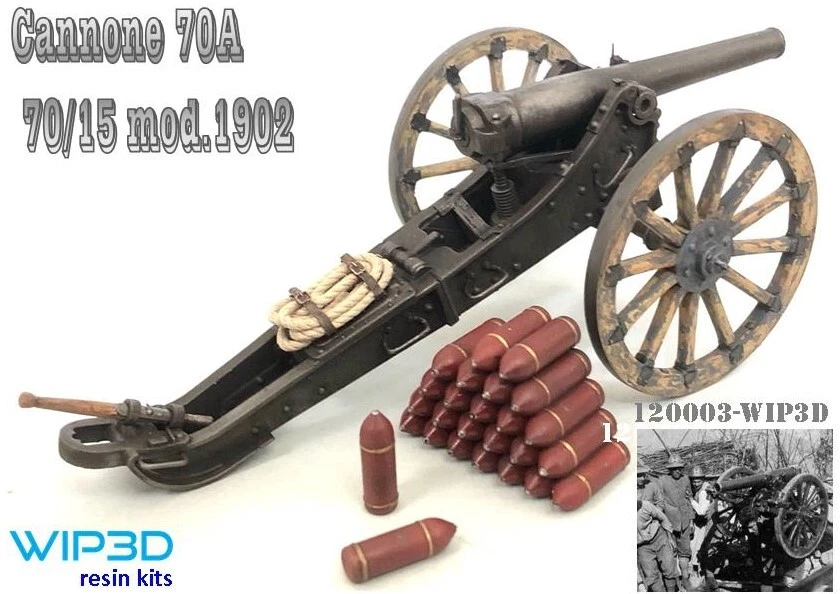 CANNONE 70A – 70/15 mod.1902  Resin Kit Scala 1/16 – N° rif. 120003 WIP3D - Immagine 1 di 1