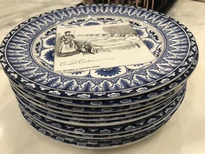 Rare Set Of 12 Royal Doulton C.D. Gibson Plate Blue Transfer Ware England 10 In - Picture 1 of 17