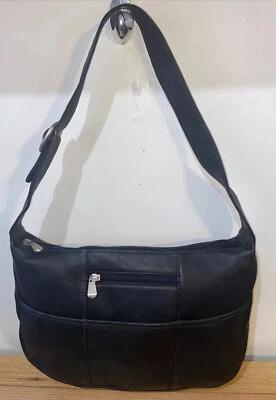 🌺Le Donne Bolso de Mano Hobo de Cuero Negro Deslizamiento Rápido Foto 1 de 4
