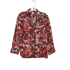 The Lazy Poet Long Sleeve Pajama Set Top & Pants Small Linen Emma Flowers Red - Picture 1 of 7