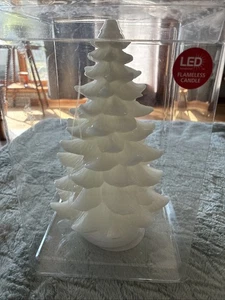 Vintage Wax Light Up White Christmas Tree Glitter Battery Operated 7" - Picture 1 of 4