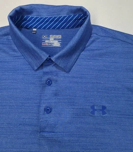 Under Armour Polo Shirt Mens 2XL Blue Loose Golf Short Sleeve Limited Use - Picture 1 of 6