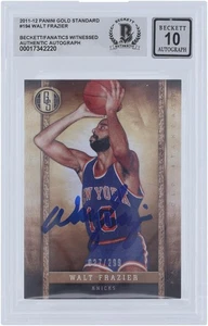 Walt Frazier Knicks Signed 2011-12 Panini Gold Standard #194 #/299 BAS 10 Card - Picture 1 of 2