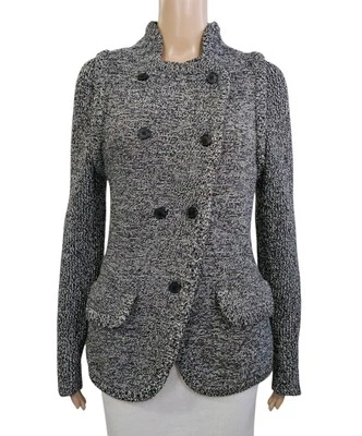 ALEXANDER MCQUEEN Gris Lana Cachemira Doble Peplum Suéter Chaqueta M Foto 1 de 4