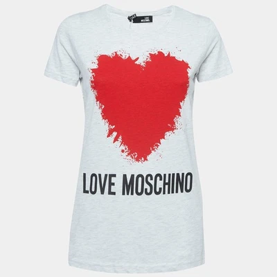 Camiseta Love Moschino Gris Estampado Logo Algodón Cuello Redondo S Foto 1 de 4