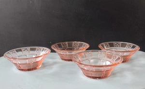 Set of 4 Vintage Jeannette Doric & Pansy Pink Depression Glass Berry Bowls - Picture 1 of 4