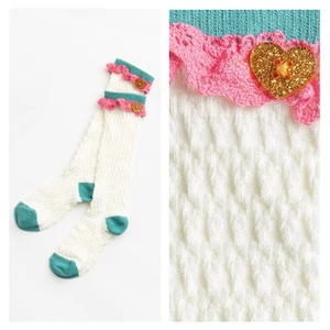 NEW Finding Foxtale Girls Sassy Socks SMALL Teal Pink Ivory Ruffle Sparkle $12 - Picture 1 of 2
