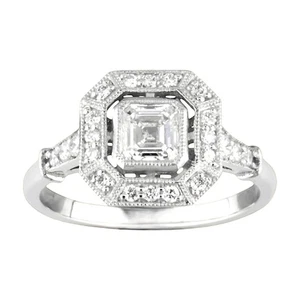 IGI Certified Lab Grown Diamond Wedding Ring 1.75 CT Asscher Cut 14K White Gold - Picture 1 of 13