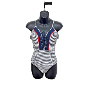 Jets Australia Plunge V-Neck One-Piece Swimsuit  Blue Stripe Women’s Size 12 - Bild 1 von 24