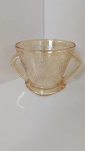 Vtg. 1950's JEANETTE GLASS - FLORAGOLD LOUISA SUGAR BOWL - Foto 1 di 6