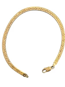 Bracciale a spina di pesce italiana in oro 14 kt su argento sterling 925 8" - Foto 1 di 7