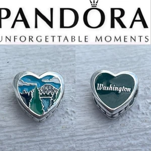 Pandora ENG792015-42 Washington State Scene Exclusive Heart Charm ~ New - Picture 1 of 7