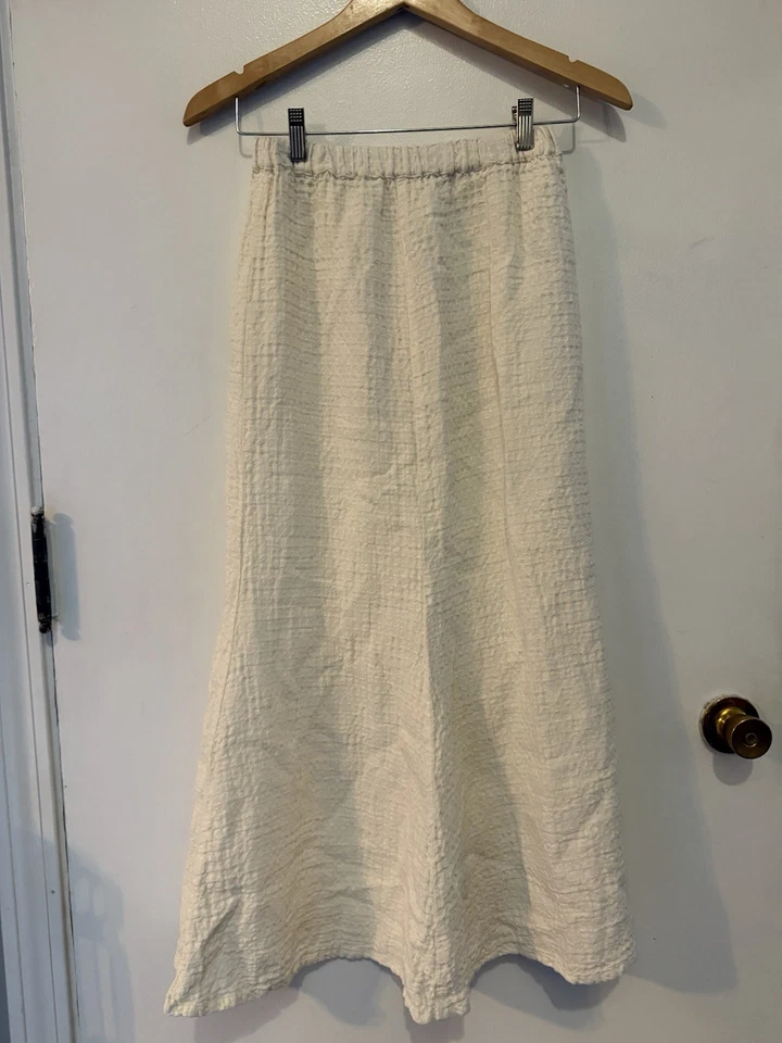 Flax Women’s Petite Small Linen Skirt Off White Beige Long Midi/Maxi Skirt - Image 1 of 4