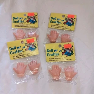 Vintage Make Your Own Clown, Craft Doll Parts, Clown Hands, 1.5", Lot of 4 - Picture 1 of 4