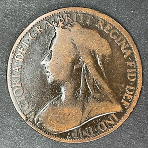 1900 UK Great Britain Large 1 One Penny Bronze Queen Victoria World Foreign Coin - Picture 1 of 3