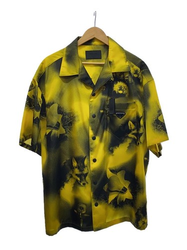 Camicia PRADA manica corta XXL gialla modello all over SC513 S202 11P1