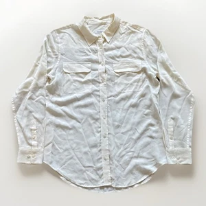 Equipment Femme Bluse Damen M Top Slim Signature 100% Seide Knopfleiste Elfenbein - Bild 1 von 9