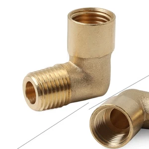 1pz Gomito raccordo tubo ottone 1/4NPT maschio a 1/4NPT femmina connettore tubo filettato - Foto 1 di 11